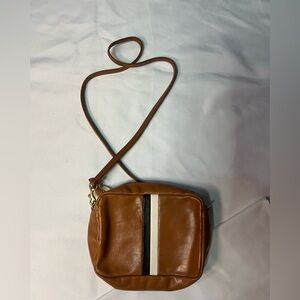Brown Crossbody Bag with Stripe